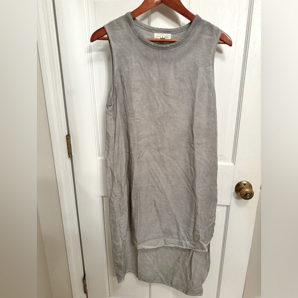 Cloth & Stone 100% Tencel Gray Shift Dress High Low Hem Anthropologie